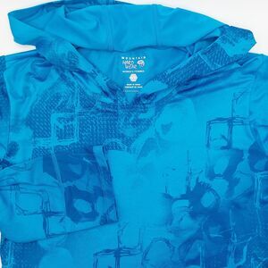 Mountain Hardwear Hooded Graphic Running Top Women's Medium Blue 3/4 Sleeves